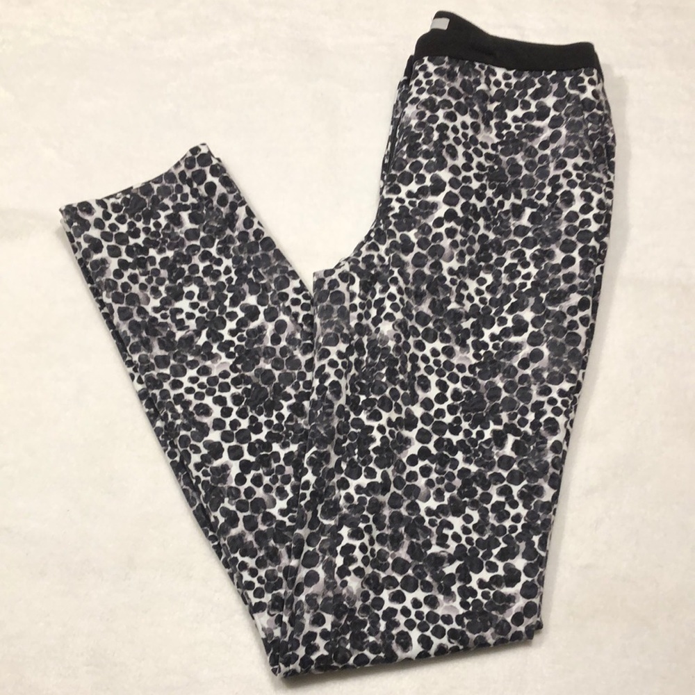 H&M Black and white spotted zippered pants size 2